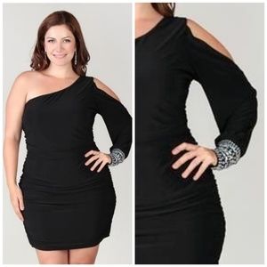 Shoulder black cocktail dress from Deb  XL